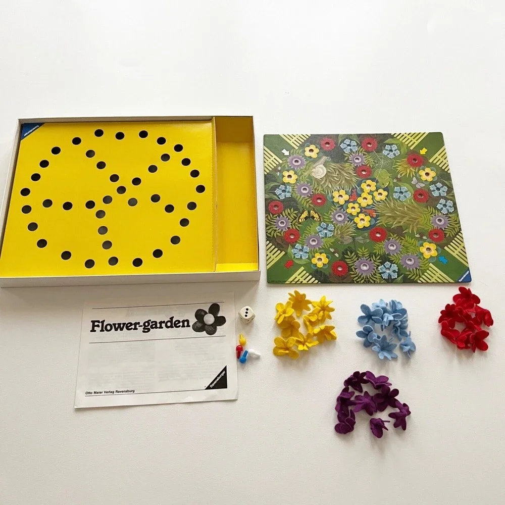 1985 Vtg Otto Maier Verlag Ravensburger Felt Flower Garden Game - Complete EUC!